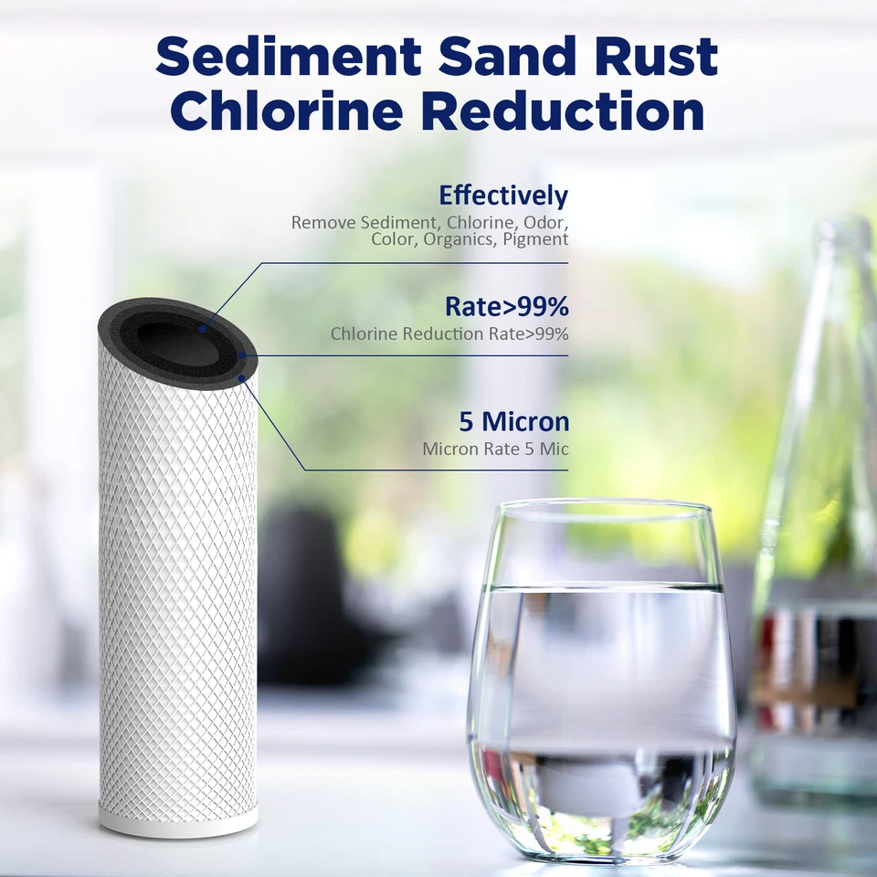 Paquete de 10 filtros de agua de bloque de carbono CTO para toda la casa de 20"x4,5" para grandes carcasas azules Foto 4 de 4