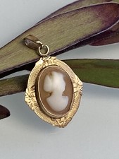 Antique Cameo 10k Solid Yellow Gold Victorian Pendant Authentic !Fast Shipping!