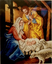 QUADRO CANOVACCIO MEZZO PUNTO PICCOLO DA RICAMARE   40X50 "SILENZIO NELLA NOTTE"