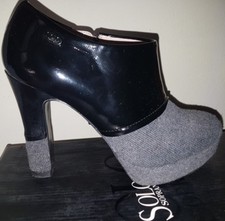 Tronchetti donna solo Soprani Grigio Nero Vernice 36 Plateau autunno