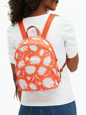 NWB Kate Spade Karissa Nylon Backpack Orange Floral WKR00450  display picture 3