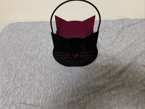 Metal Halloween Black Cat Tea Light Holder
