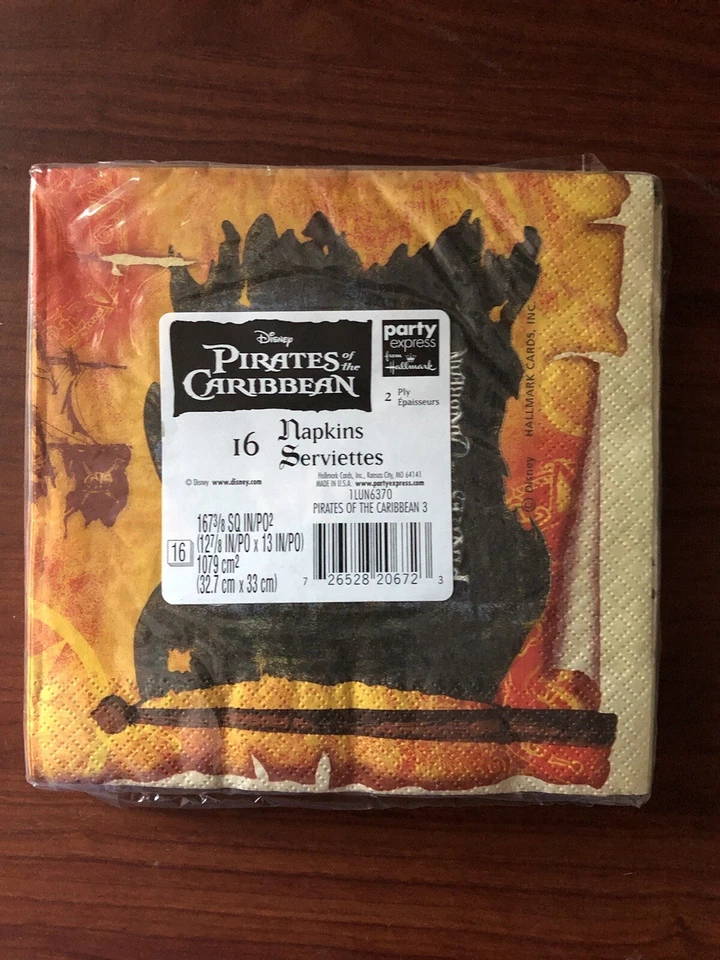 Servilletas para bebidas Piratas del Caribe Johnny Depp suministros de fiesta 8 paquetes Foto 3 de 4