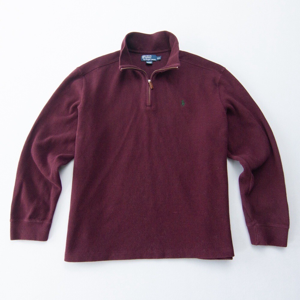 Polo Ralph Lauren Sweater Mens XXL Maroon Cotton 1/4 Zip Pullover