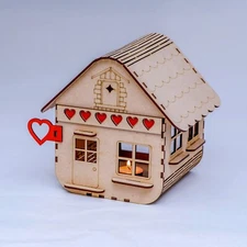 Handmade House Shape Tea Light Candle Holder Stand For Home Christmas Decor.