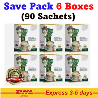 6x Rai Thai Coconut Coffee Instant Powder Mix Non-Dairy Creamer Control Hunger