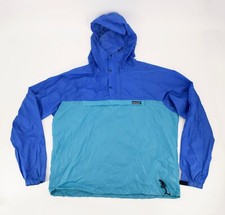 Vintage 1990s Patagonia Hooded Anorak Windbreaker Jacket Blue Teal Packable XL