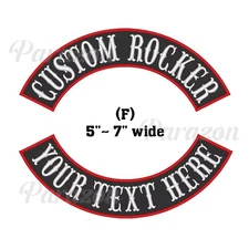 Custom Embroidered 5" 6" 7" Top/Bottom Rocker Sew on Patch MC Biker Badge (F)
