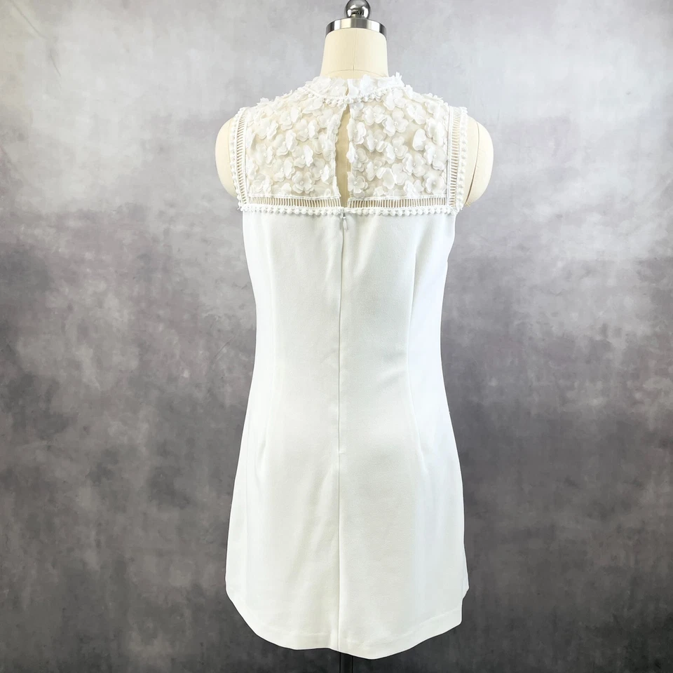 Vestido recto Betsey Johnson para mujer talla 12 vainilla esmerilado flores 3D hada novia Foto 2 de 4