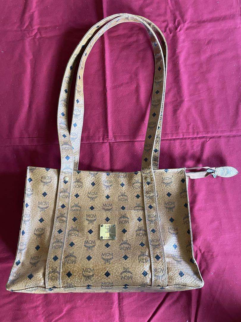 Vintage MCM Total Pattern Genuine Leather Leather Shoulder Tote 