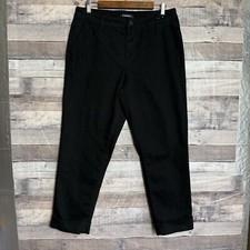 D. Jeans Womens Black Cuffed Hem Stretch Denim Pants Sz 12