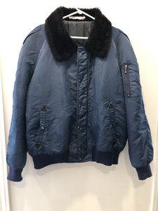 blue fur bomber jacket