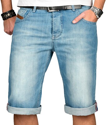 A. Salvarini Designer Herren Jeans Short kurze Sommer Hose Jeansshorts Bermuda