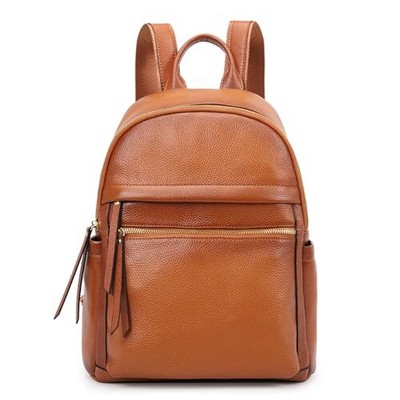  Genuine Leather Backpack Purse for Women Multi-functional Elegant Medium Brown