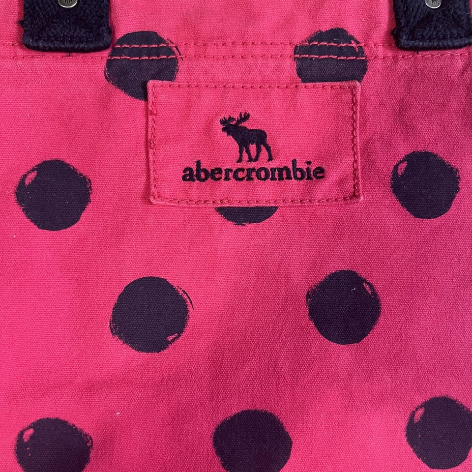 Bolso de Mano Y2K Vintage RARO Preppy Abercrombie Rosa y Azul Marino Lunares Foto 2 de 4