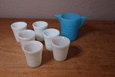 VTG Akro Agate Lot. Pitcher, 6 Water Cups
