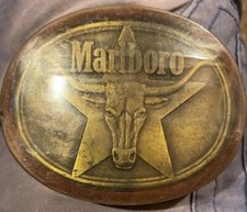 Vintage solid brass belt buckle "Marlboro" 1987 NEW IN PACKAGE