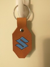 Suzuki Motorcycle Key Ring And Fob-light Blue Leather Handmade