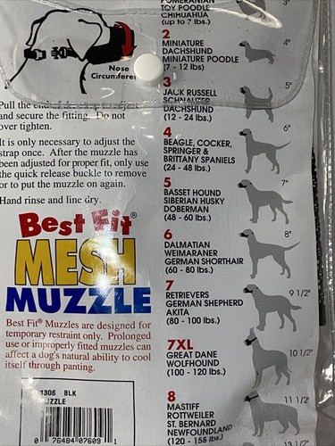 Malla de hocico para perro talla 6 dálmata Weimaraner alemán pelo corto 60-80 libras perros negro - Imagen 4 de 7