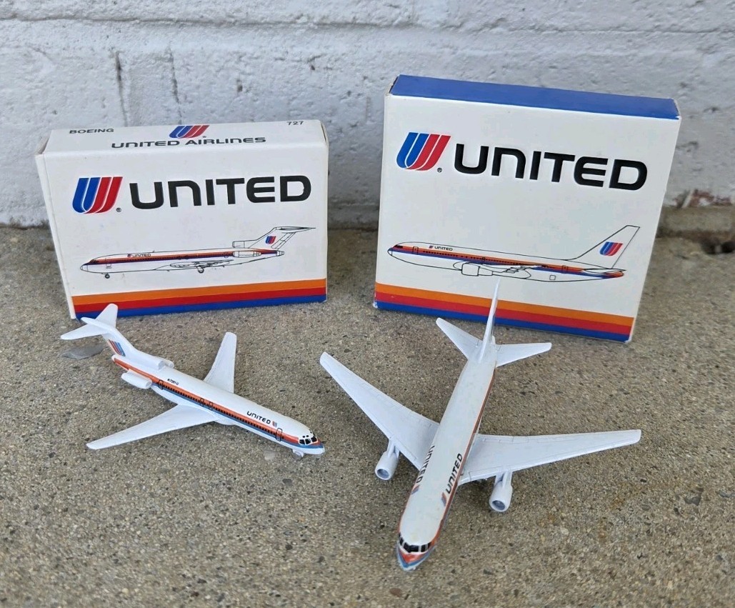 Schabak 1:600 Diecast Set Of 2 United Airlines Boeing 727 & Boeing
