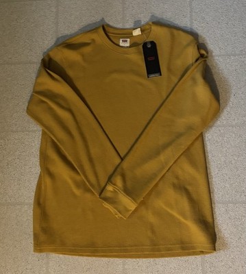 Levi Yellow Long sleeve Shirt Waffle Large New With Tags