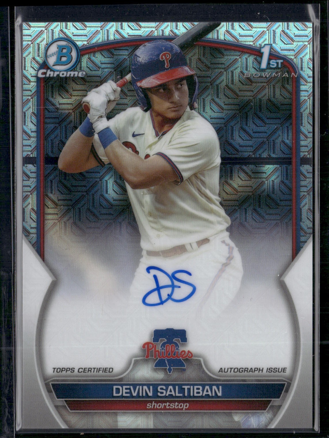2023 Bowman Draft Devin Saltiban Chrome Auto HTA Choice Refractor 1st #/150
