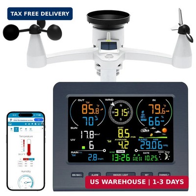 Urageuxy 7-in-1 Wireless Weather Station with Outdoor Sensor, WiFi Indoor Outdoo