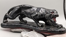 Vintage 1930s Chalkware Art Deco French Black Panther Figure
