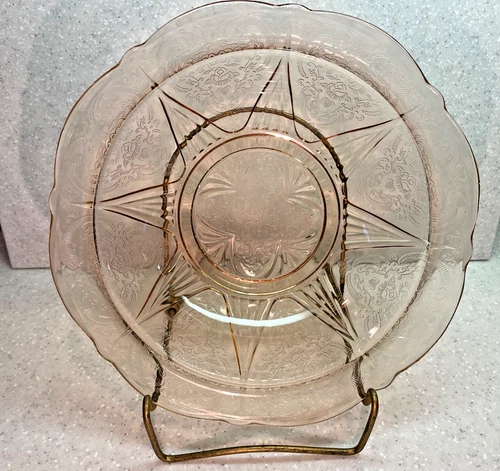 Hazel Atlas Royal Lace Pink Depression Glass 10" Fruit Bowl 1939-41