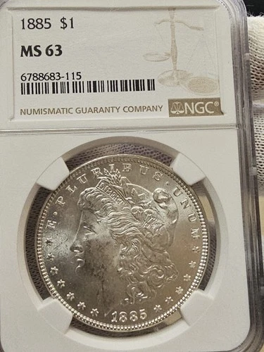 1885  MORGAN SILVER DOLLAR NGC MS63