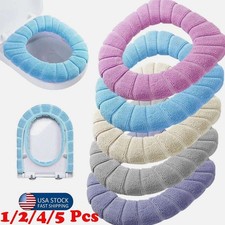 1-5 Toilet Seat Cover Soft Warm Stretchable Washable Fiber Cloth Easy To Install