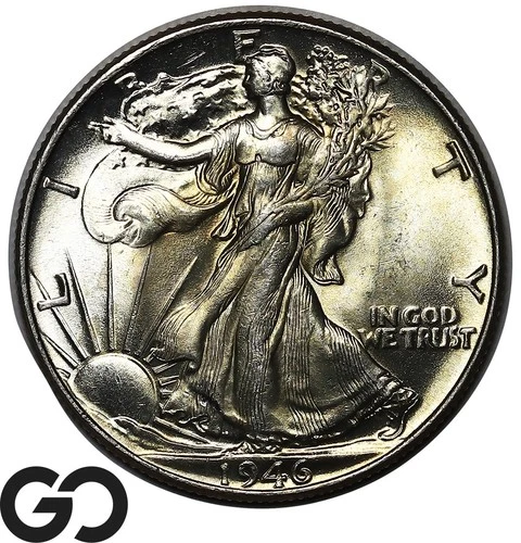 1946 Walking Liberty Half Dollar, Gorgeous Solid Gem BU+