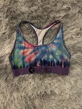 Women’s Ethika Tie Die Sports Bra Purple Band Size Small