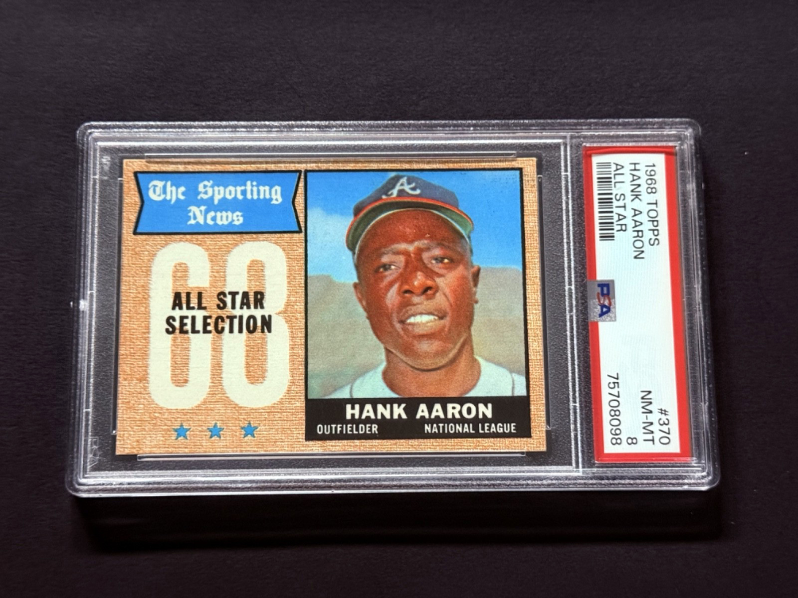 1968 Topps #370 Hank Aaron PSA 8