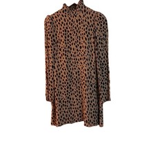 Reformation Lewis Dress Size UK 6 Black Brown Polka Dot Abstract Pattern