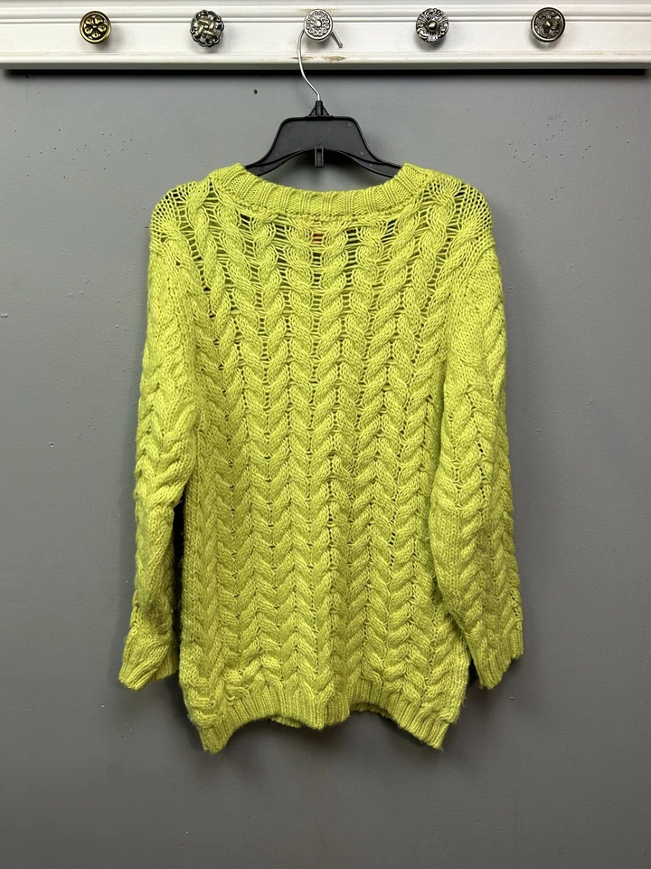 Suéter Joe Fresh Para Mujer Pequeño Verde Neón Grueso Tejido con Cable Pullover Acrílico Foto 2 de 4