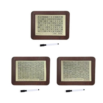 Wooden Saving Box Piggy Banks with Number Sticker and Pen for Financial Learning
