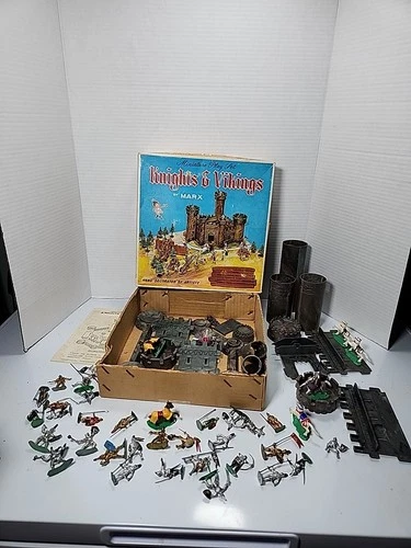Vintage Marx Knights & Vikings Miniature Play Set 1960s Boxed (Incomplete) Read