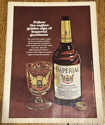 Vintage 1975 Imperial Hiram Walker American Whiskey - A Blend - Print Ad