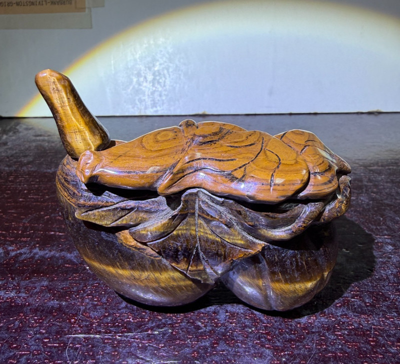 Rare Very Large Antique/ Vtg. Chinese Tiger Eye Stone Snuff Bottle