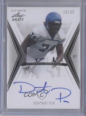 2012 Ultimate Leaf Draft Silver 15/25 Dontari Poe #DP3 Rookie Auto RC 0f8