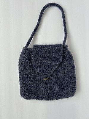 Handmade Felted Wool Purse Button Closure Velvet Lined Blue Purple