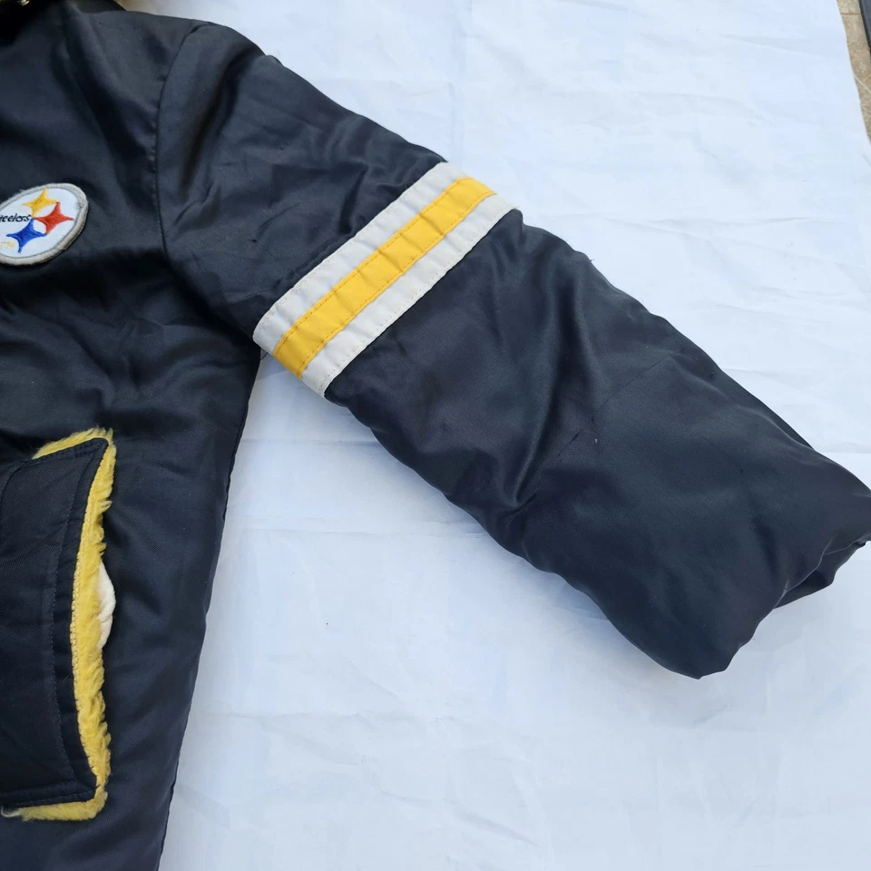 Jaqueta de inverno Pittsburgh Steelers NFL vintage década de 1980 Stahl-Urban infantil tamanho 6 - Imagem 2 de 4