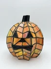 VTG Ting Shen Tiffany Style Stained Glass Pumpkin Jack O Lantern Light Lamp