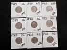 9 Circulated AG Buffalo Nickels 3-1923,3-1926,3-1929