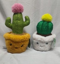 FAO Schwarz Sparklers Plush Saguaro Pink Flower Glitter Cactus Soft Brand 2 New