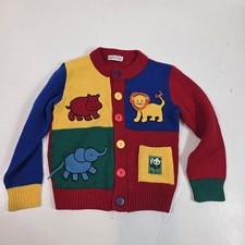 Vintage Harlequin Designs Boy's cardigan WWF animal Size 5 Cynthia McKinney