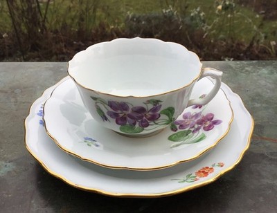 Meissen Teegedeck Blumen Veilchen 1.Wahl, Pfeiferzeit 1924-1934