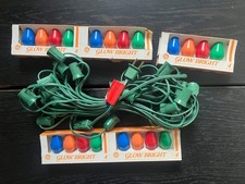 Vintage 20 New C7 Christmas Lights + Working Indoor/Outdoor String Made in USA