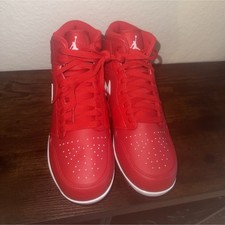 Nike Men's Red and White Baseball Cleats Athletic Footwear Sports Shoes